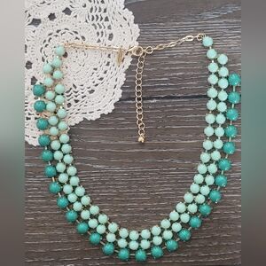 Natasha Couture seafoam and teal beads gold tone colorpop necklace
